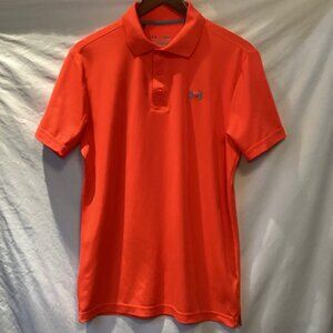 Under Armour Mens Polo Shirt Heat Gear Loose Fit Small 95% Polyester Orange